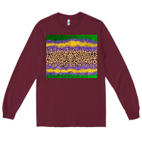 Burgundy mardi gras leopard Long Sleeve Tee - AdoDesignShop
