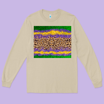 Mardi Gras Leopard Long Sleeve Tee Designed By Adodesignshop