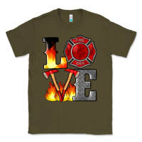 Army Green firefighter love Classic Tee - Artiststas