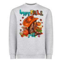 Heather Grey happy fall y'all  cowgirl Heavyweight Sweatshirt - AdoDesignShop