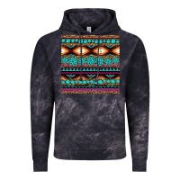Cloud Black aztec turquoise gemstone seamless pattern Vintage Hoodie - HRA Design Shop