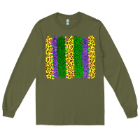 Army Green mardi gras leopard brushstrokes Long Sleeve Tee - AdoDesignShop