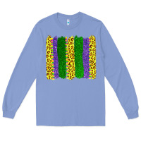 Colony Blue mardi gras leopard brushstrokes Long Sleeve Tee - AdoDesignShop