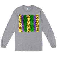 Heather Grey mardi gras leopard brushstrokes Long Sleeve Tee - AdoDesignShop