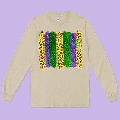 Mardi Gras Leopard Brushstrokes Long Sleeve Tee Designed By Adodesignshop