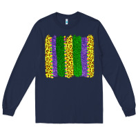 Navy mardi gras leopard brushstrokes Long Sleeve Tee - AdoDesignShop
