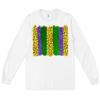 White mardi gras leopard brushstrokes Long Sleeve Tee - AdoDesignShop