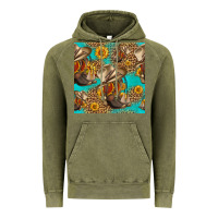 Vintage Olive western boots and hat seamless pattern Vintage Hoodie - HRA Design Shop