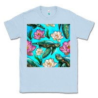 Dusty Blue sea turtle seamless pattern Classic Tee - BundleAndBundleShop