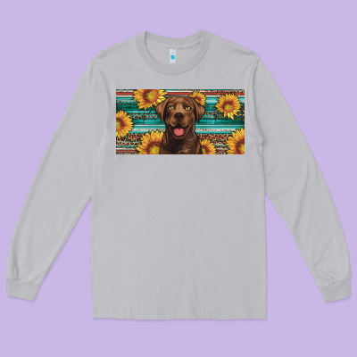 Western Chocolate Labrador License Plate Long Sleeve Tee Designed By Artiststas