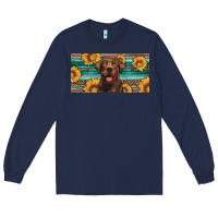 Navy western chocolate labrador license plate Long Sleeve Tee - Artiststas