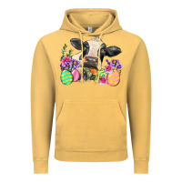 Vintage Mustard Happy Easter Cow Easter Day Vintage Hoodie - Neo Western