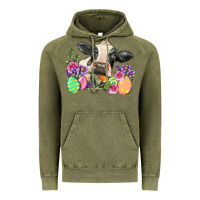 Vintage Olive Happy Easter Cow Easter Day Vintage Hoodie - Neo Western