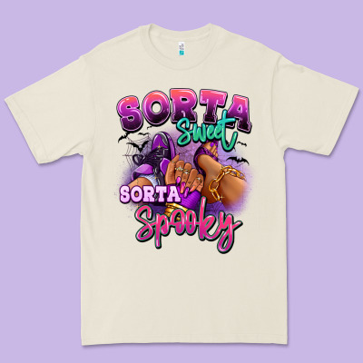 Premium Tee Sorta sweet sorta spooky sneaker and heel afro wom