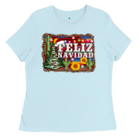 Baby Blue feliz navidad Ladies Tee - AdoDesignShop