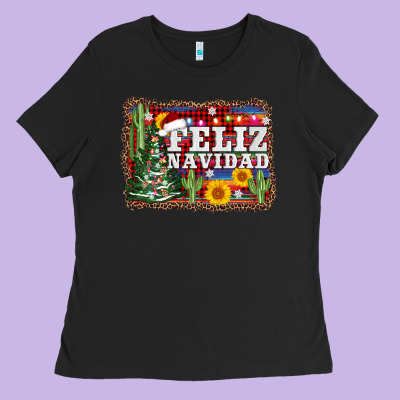 Feliz Navidad Ladies Tee Designed By Adodesignshop