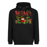 Black Mama Elf with Gift Christmas Heavyweight Hoodie - NancyCooperArtShop