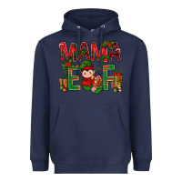 Navy Mama Elf with Gift Christmas Heavyweight Hoodie - NancyCooperArtShop