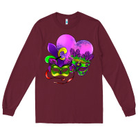 Burgundy mardi gras heart and mask Long Sleeve Tee - AdoDesignShop
