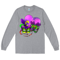 Heather Grey mardi gras heart and mask Long Sleeve Tee - AdoDesignShop