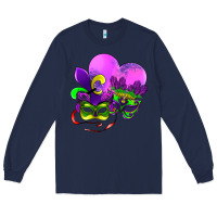 Navy mardi gras heart and mask Long Sleeve Tee - AdoDesignShop