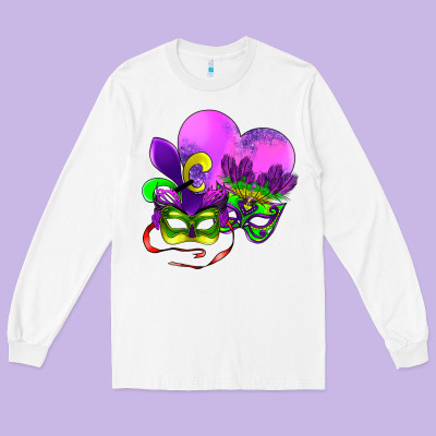Mardi Gras Heart And Mask Long Sleeve Tee Designed By Adodesignshop