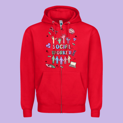 Social Worker Zipper Hoodie Designed By Maliassmallbusiness