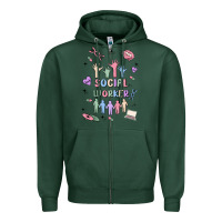 Sports Green social worker Zipper Hoodie - MaliasSmallBusiness