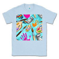 Dusty Blue find art class seamless pattern Classic Tee - BundleAndBundleShop