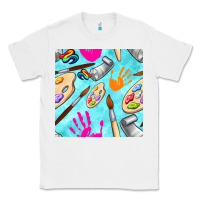 White find art class seamless pattern Classic Tee - BundleAndBundleShop