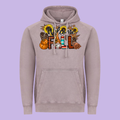 Welcome Fall Pumpkin Vintage Hoodie Designed By Cowhidedigitalart