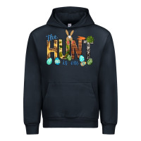 Navy The hunt is on with eggs Easter Day Urban Hoodie - HowdyJamesFarm