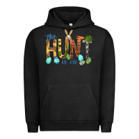 Pigment Black The hunt is on with eggs Easter Day Urban Hoodie - HowdyJamesFarm