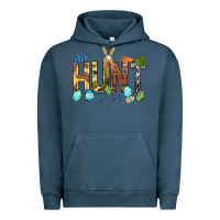 Pigment Midnight Navy The hunt is on with eggs Easter Day Urban Hoodie - HowdyJamesFarm