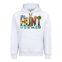 White The hunt is on with eggs Easter Day Urban Hoodie - HowdyJamesFarm