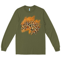 Army Green leopard glitter patch Long Sleeve Tee - AdoDesignShop
