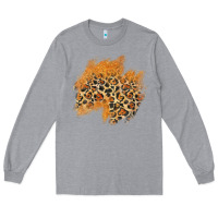 Heather Grey leopard glitter patch Long Sleeve Tee - AdoDesignShop