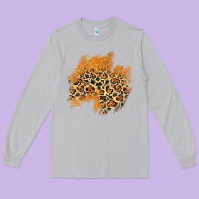 Leopard Glitter Patch Long Sleeve Tee Designed By Adodesignshop