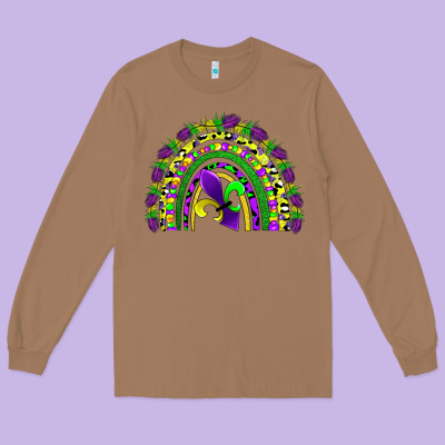 Mardi Gras Rainbow Long Sleeve Tee Designed By Adodesignshop