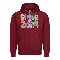 Burgundy senior 2024 Zipper Hoodie - MaliasSmallBusiness