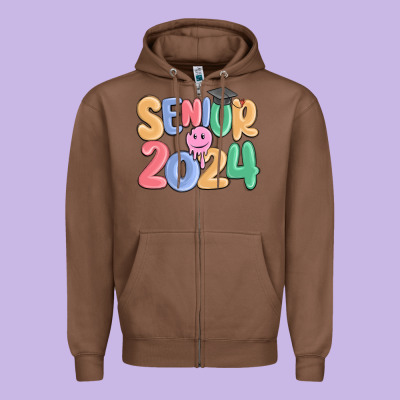 Senior 2024 Zipper Hoodie Designed By Maliassmallbusiness