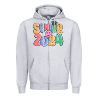 Heather Grey senior 2024 Zipper Hoodie - MaliasSmallBusiness