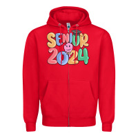 Red senior 2024 Zipper Hoodie - MaliasSmallBusiness