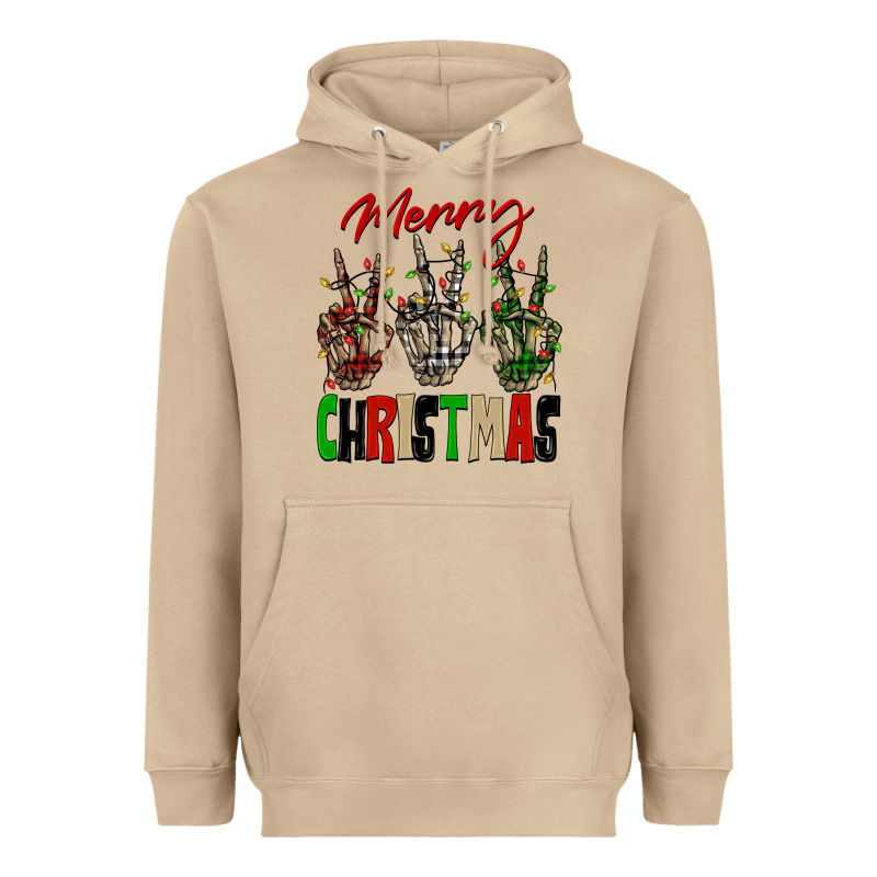 Merry Christmas Skeleton Hands Heavyweight Hoodie by NancyCooperArtShop | Teevron