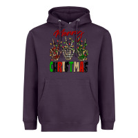 Plum Merry Christmas skeleton hands Heavyweight Hoodie - NancyCooperArtShop