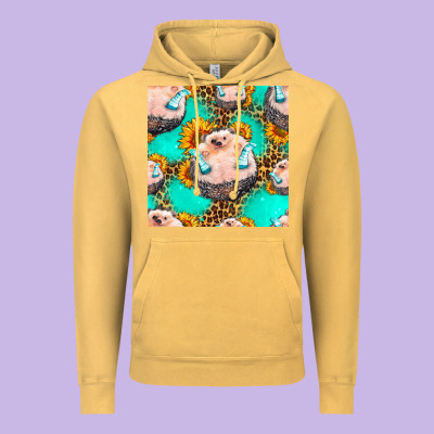 Hedgehog Western Seamless Pattern Vintage Hoodie Designed By Hra Design Shop