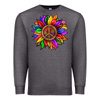 Charcoal Heather Pride LGBTQ+ Sunflower With Peace Premium Sweatshirt - BundleAndBundleShop
