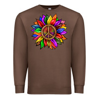 Chestnut Pride LGBTQ+ Sunflower With Peace Premium Sweatshirt - BundleAndBundleShop