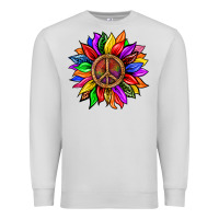 Dove Grey Pride LGBTQ+ Sunflower With Peace Premium Sweatshirt - BundleAndBundleShop