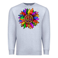 Heather Grey Pride LGBTQ+ Sunflower With Peace Premium Sweatshirt - BundleAndBundleShop